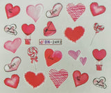 Water Nail Decals - Pink & Red Heart