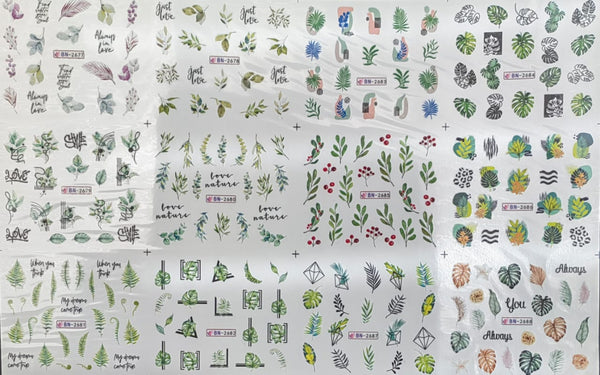 Water Nail Decals - Tropical Leaf x12