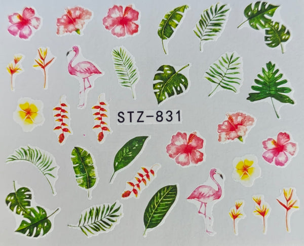 Water Nail Decals - Floral & Flamingo