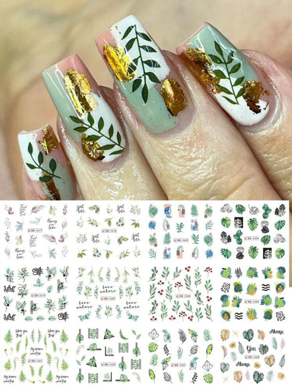 Water Nail Decals - Tropical Leaf x12