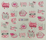 Water Nail Decals - Pink & Red Heart