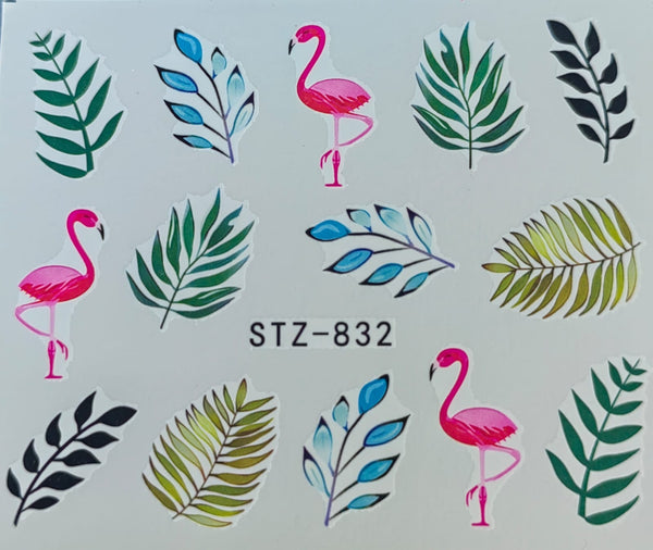 Water Nail Decals - Floral & Flamingo