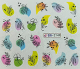 Water Nail Decals - Colorblock Leaf Pattern