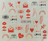 Water Nail Decals - Pink & Red Heart